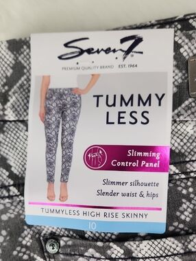 Seven7 NWT Tummyless High Rise Skinny Jeans, Neutral Snake, Size 10 FLAWLESS